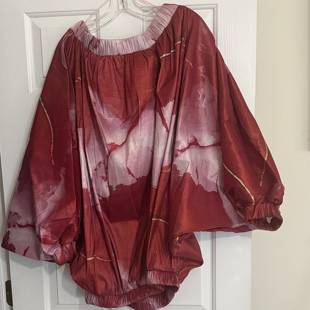 Wine rust and White Tie-Dye Blouse